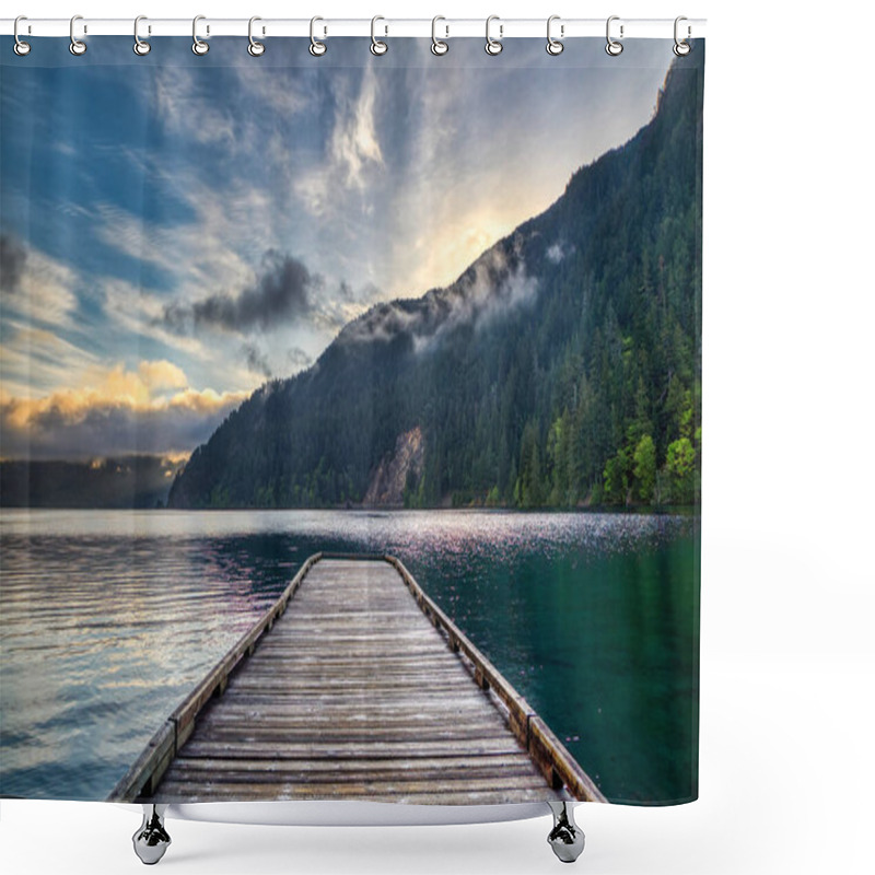 Personality  Beautiful View Of The Lake In The Mountains Shower Curtains