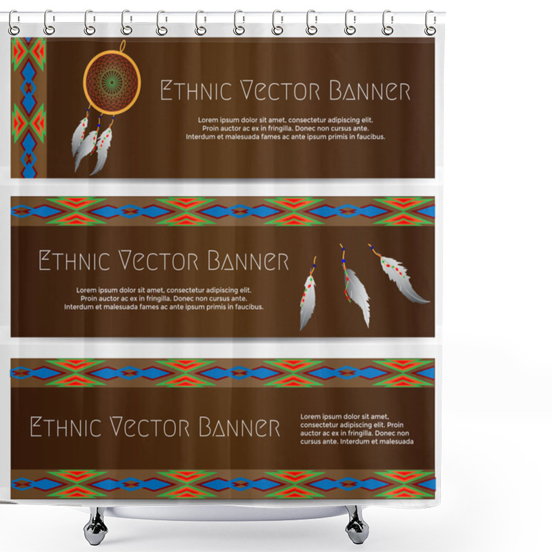 Personality  Ethnic Banners With Dream Catcher Shower Curtains