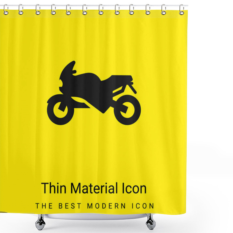 Personality  Bike Minimal Bright Yellow Material Icon Shower Curtains