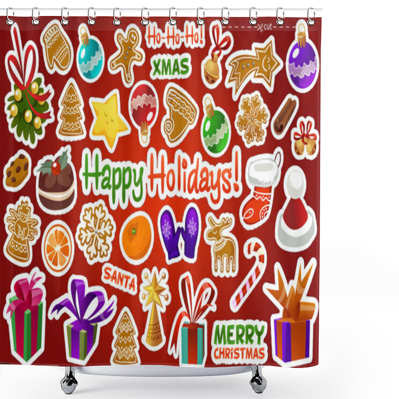 Personality  Merry Christmas And Happy New Year Stickers Shower Curtains