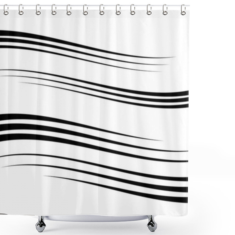 Personality  Wavy, Waving And Undulating, Billowy Diagonal, Skew, Tilt And Oblique Lines, Stripes Abstract Black And White, Monochrome Design Element, Background, Pattern And Texture Shower Curtains