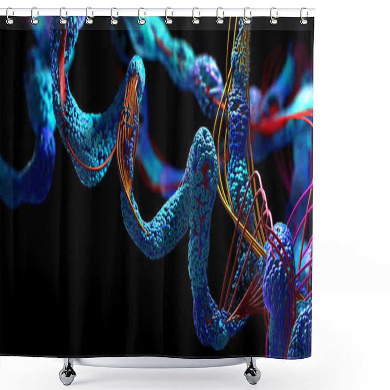 Personality  Chain Of Amino Acid Or Bio Molecules Called Protein - 3d Illustration Shower Curtains