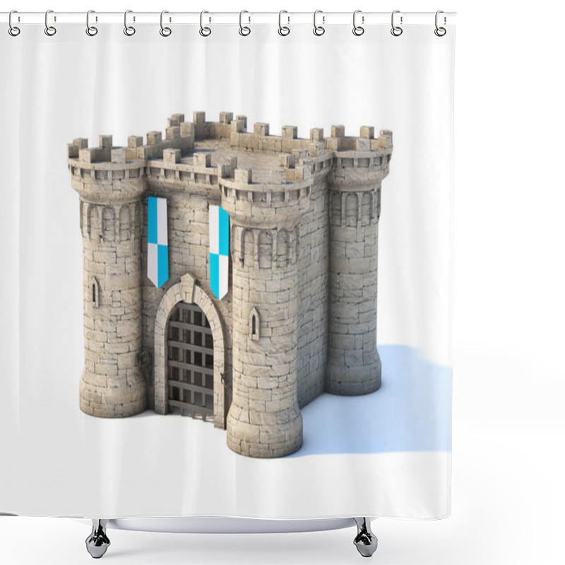 Personality  Middle Ages Fortress, Medieval Towers 3d Rendering Shower Curtains