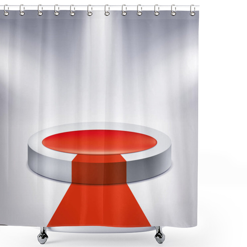 Personality  Illuminated Podium, Red Carpet, Award Pedestal, Geometry Shape, Vector Design Object For You Project Shower Curtains