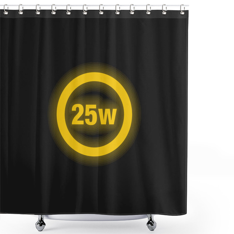 Personality  25 Watts Lamp Indicator Yellow Glowing Neon Icon Shower Curtains