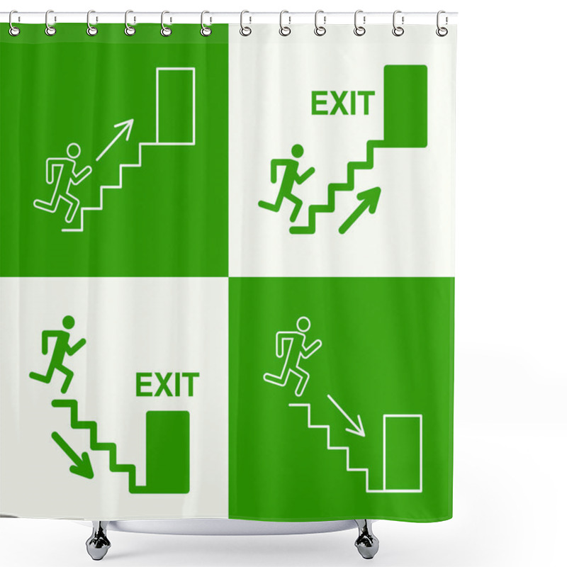 Personality  Emergency Exit Sign. Shower Curtains