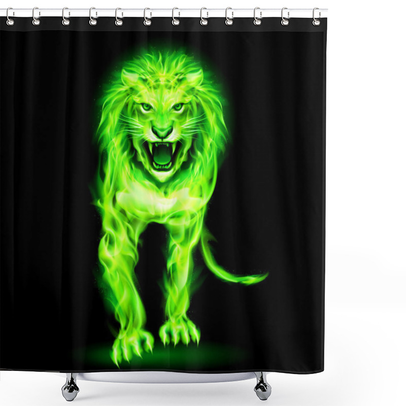 Personality  Green Fire Lion Shower Curtains