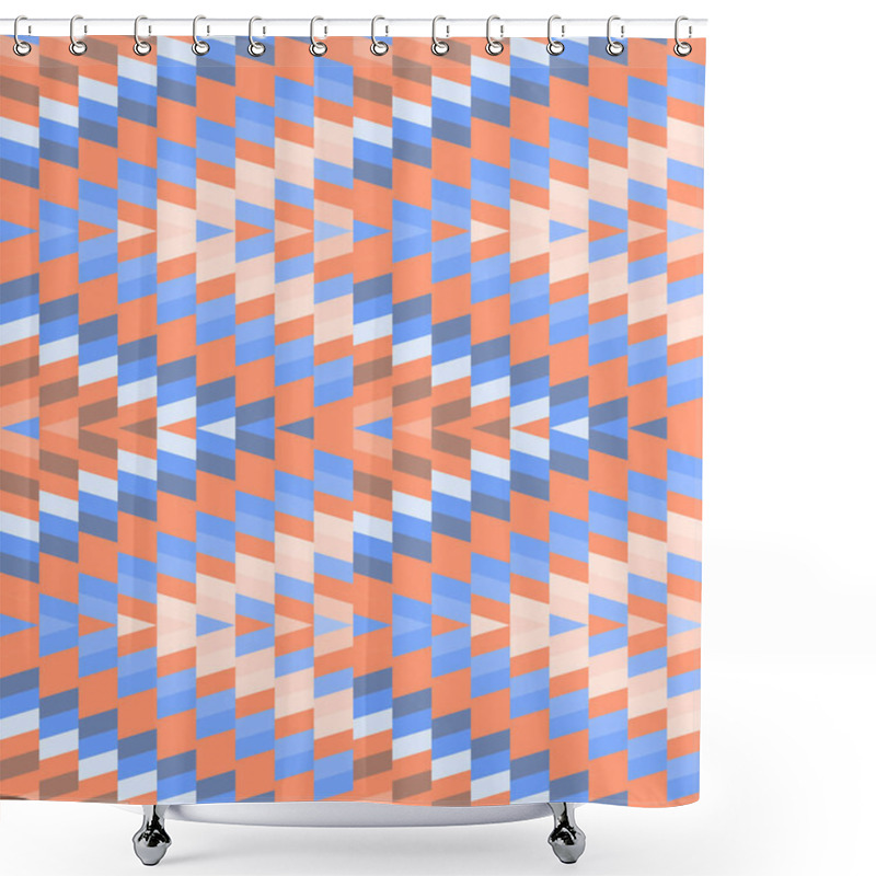 Personality  Seamless Pattern Turkish Carpet Pink Sky Blue Orange Beige. Patchwork Mosaic Oriental Kilim Rug With Traditional Folk Geometric Ornament. Tribal Style. Vector Illustration Shower Curtains