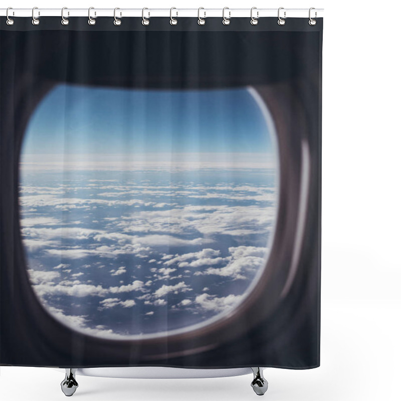 Personality  View Of Blue Cloudy Sky From Airplane Window Shower Curtains