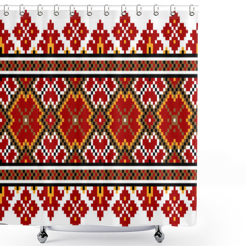 Personality  Vector Illustration Of Ukrainian Folk Seamless Pattern Ornament. Ethnic Ornament Shower Curtains