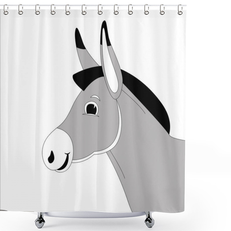 Personality  Cartoon Donkey Head, Vector Illustration ,lining Draw,profile  Shower Curtains