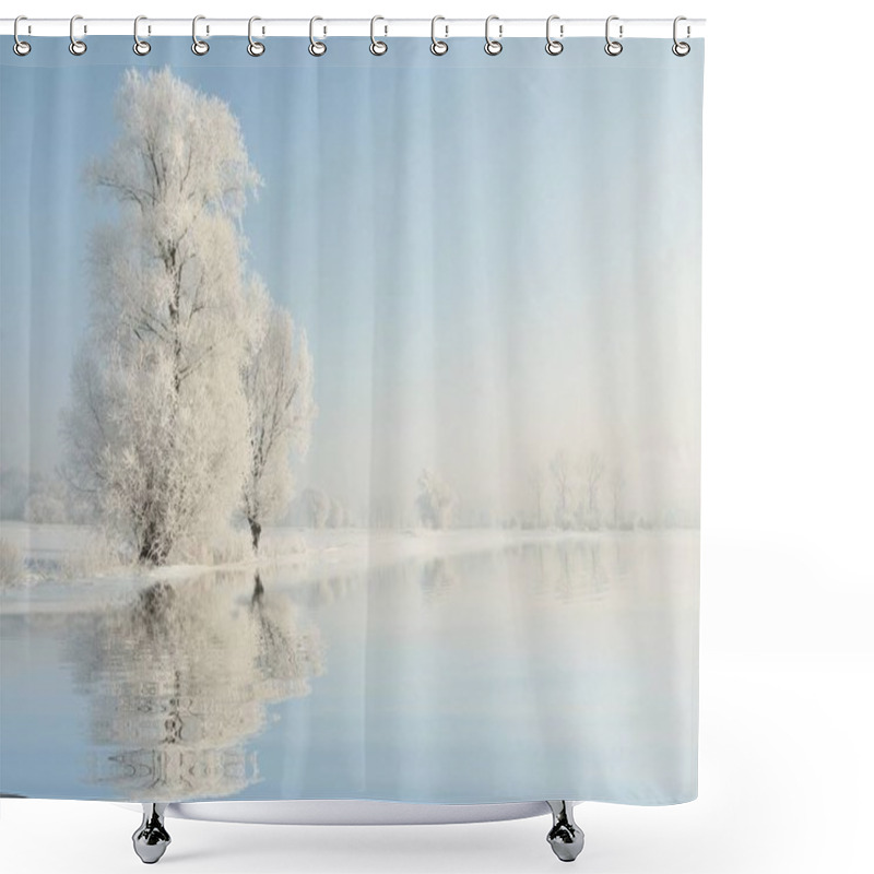 Personality  Frosty Winter Tree In The Morning Shower Curtains