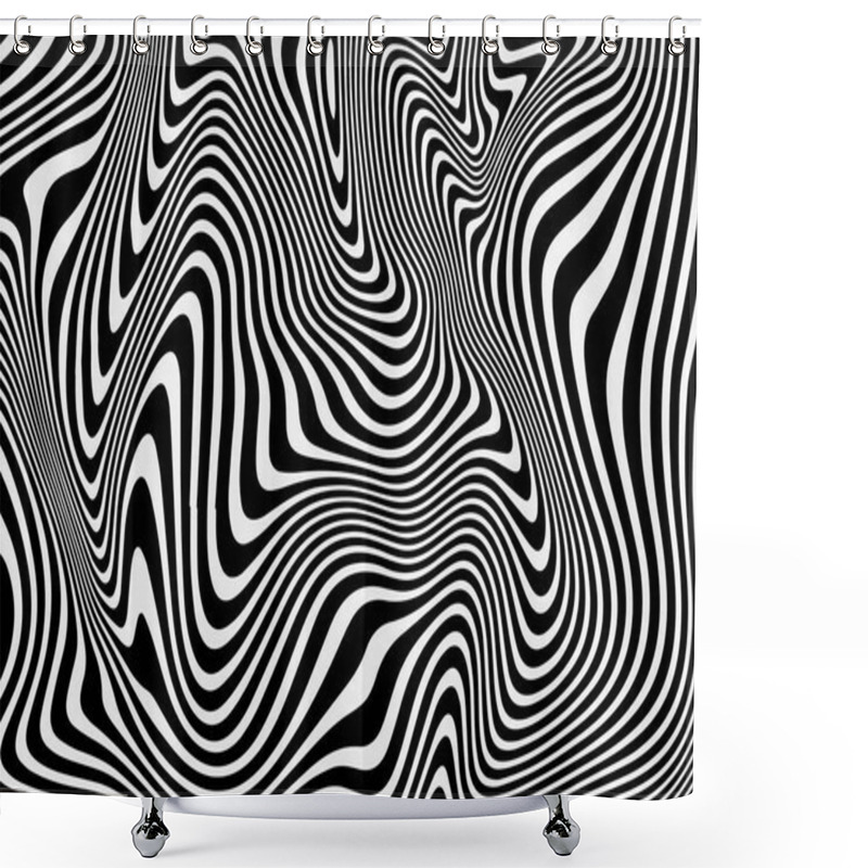 Personality  Wavy Stripes Background With Curved Ripple Lines, Vector Zebra Texture  Shower Curtains