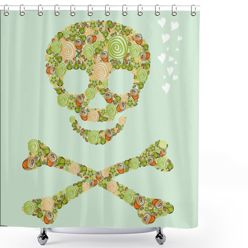 Personality  The Skull Of The Flowers Shower Curtains