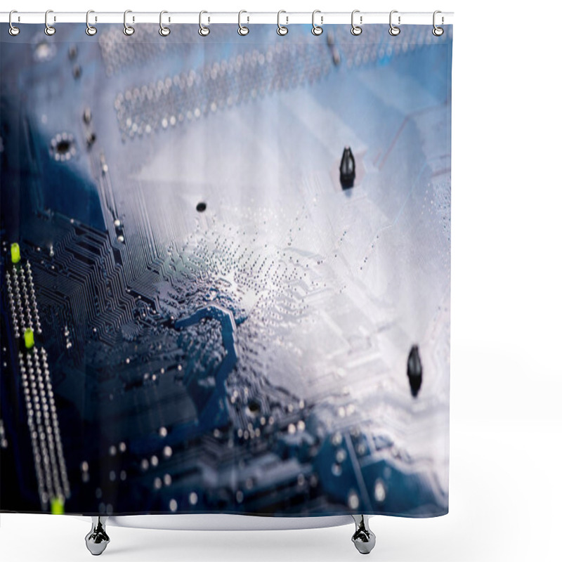 Personality  Digital Circuit Board With Microchips And Components  Shower Curtains