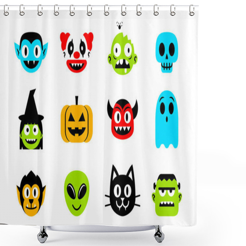 Personality  Cartoon Set Of Halloween Monsters Isolated Shower Curtains