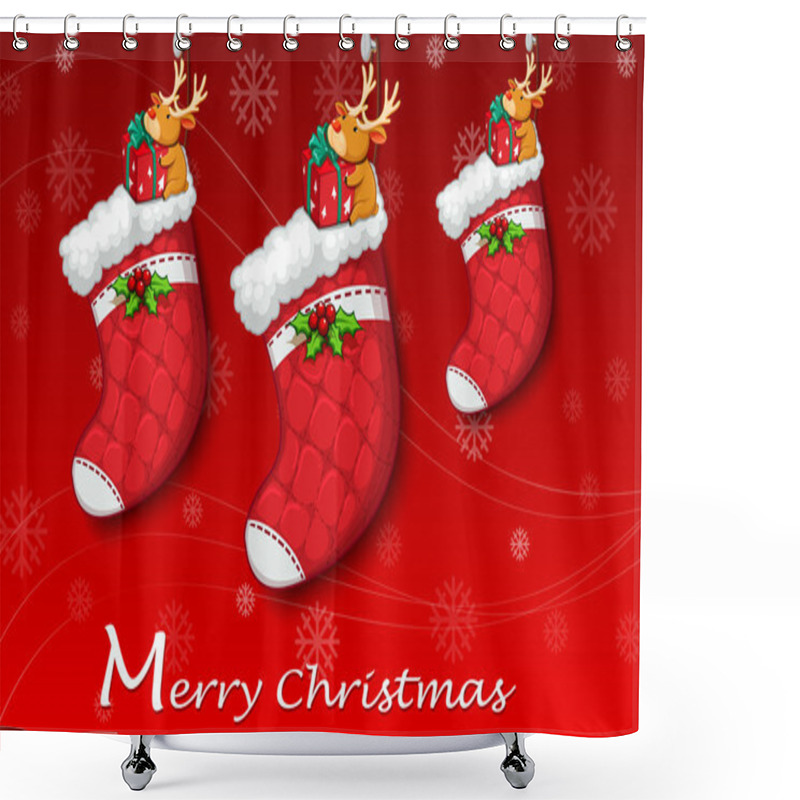 Personality  Three Red Christmas Stockings Shower Curtains