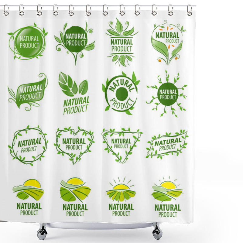 Personality  Large Set Of Vector Logos For Natural Products Shower Curtains