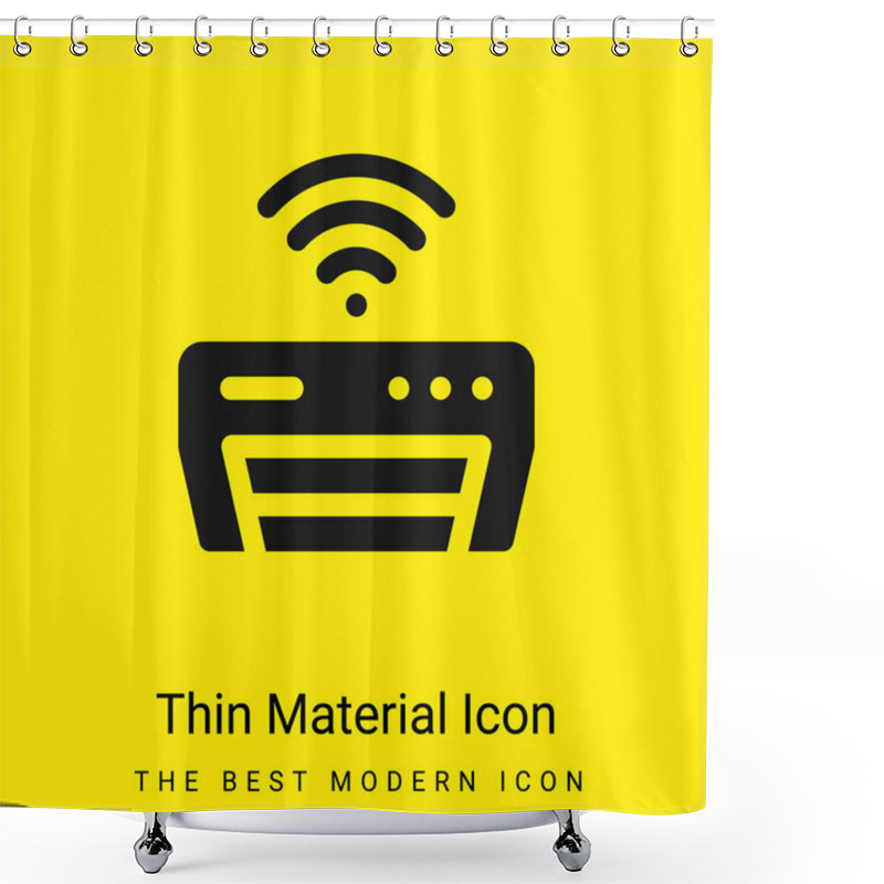 Personality  Air Conditioner Minimal Bright Yellow Material Icon Shower Curtains