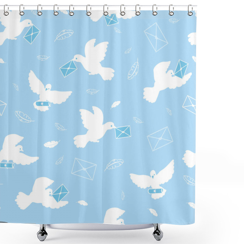 Personality  Mail Pigeons Vector Seamless Pattern Background Shower Curtains