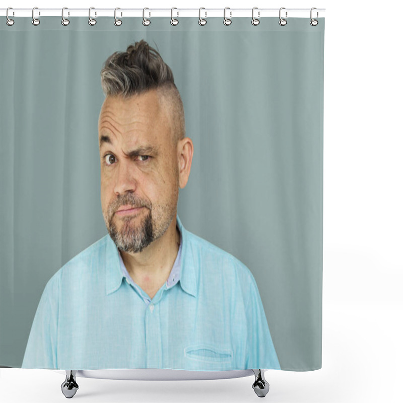 Personality  Funny Man Posing In Studio Shower Curtains