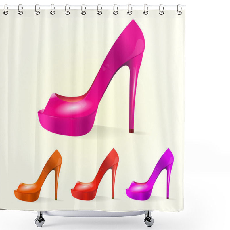 Personality  Set Of Women Shoes Shower Curtains