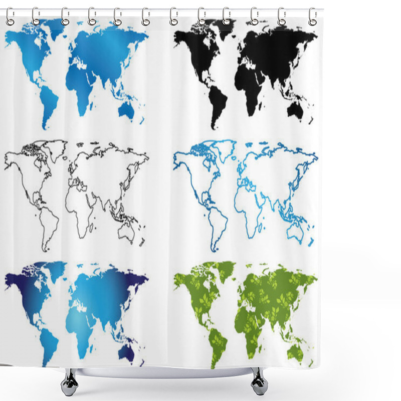 Personality  Set Of Vector Maps Of The World Shower Curtains