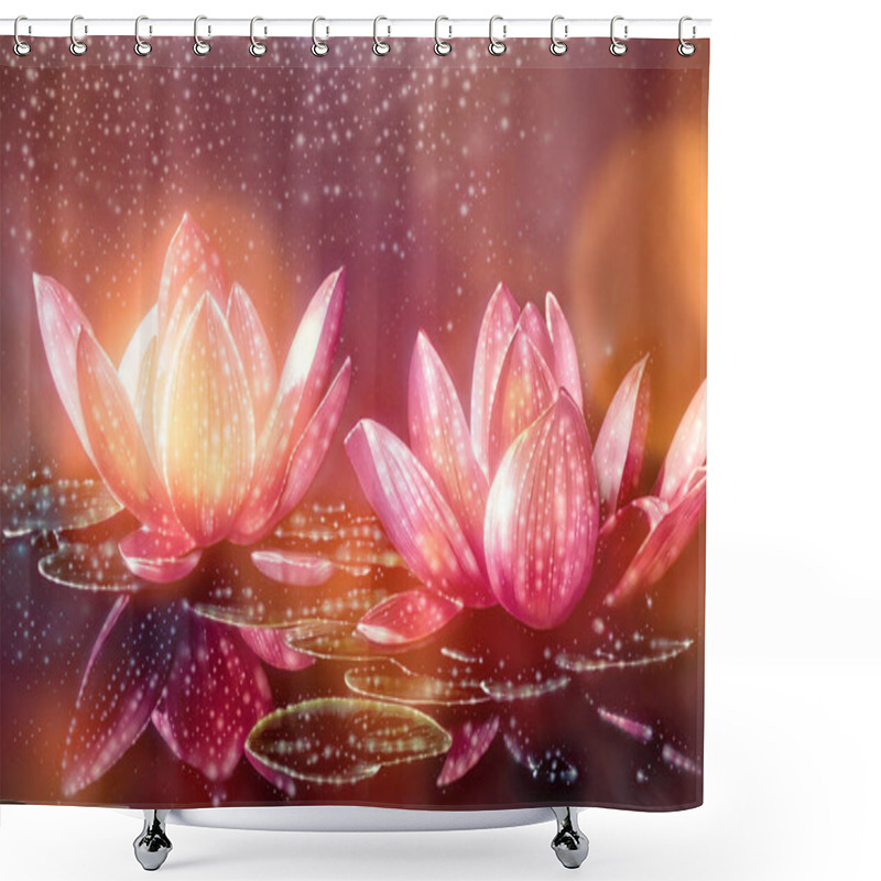 Personality  Beautiful Lotus Flower On Abstract Background.. Flower In Lake. Shower Curtains