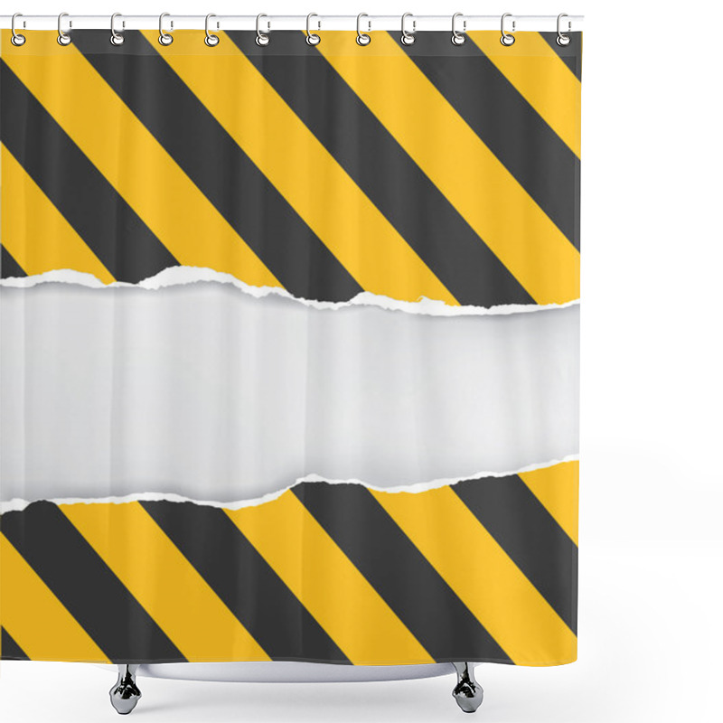 Personality  Vector Ripped Paper With Construction Sign Shower Curtains