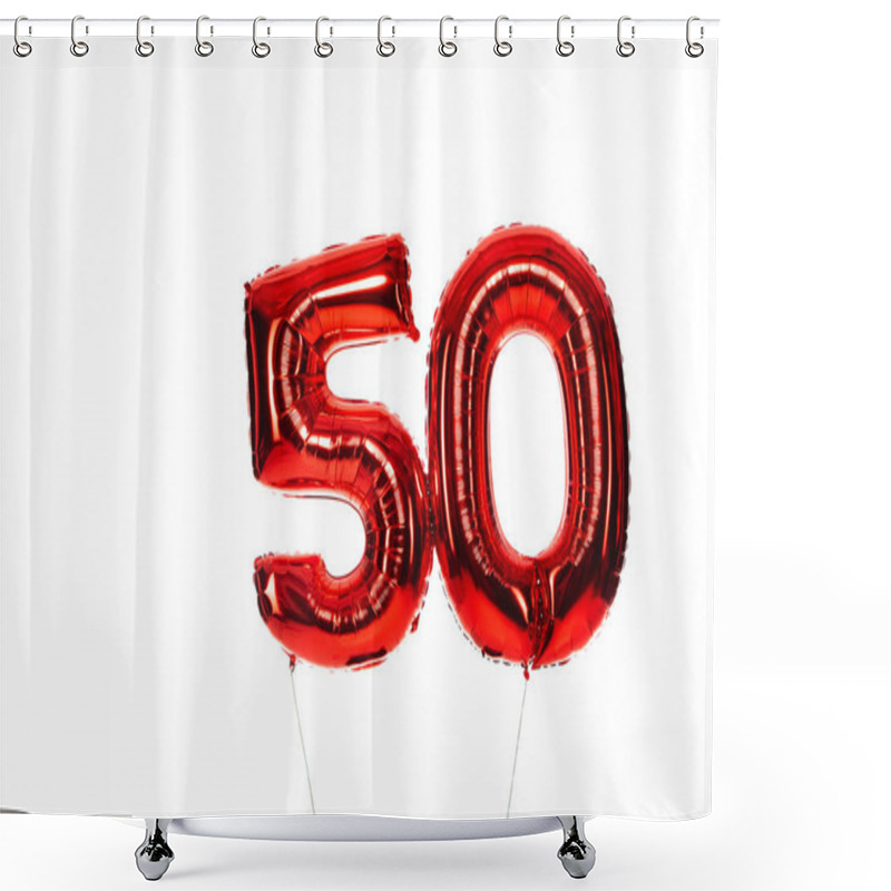 Personality  Number 50 Red Balloons Isolated On White Shower Curtains