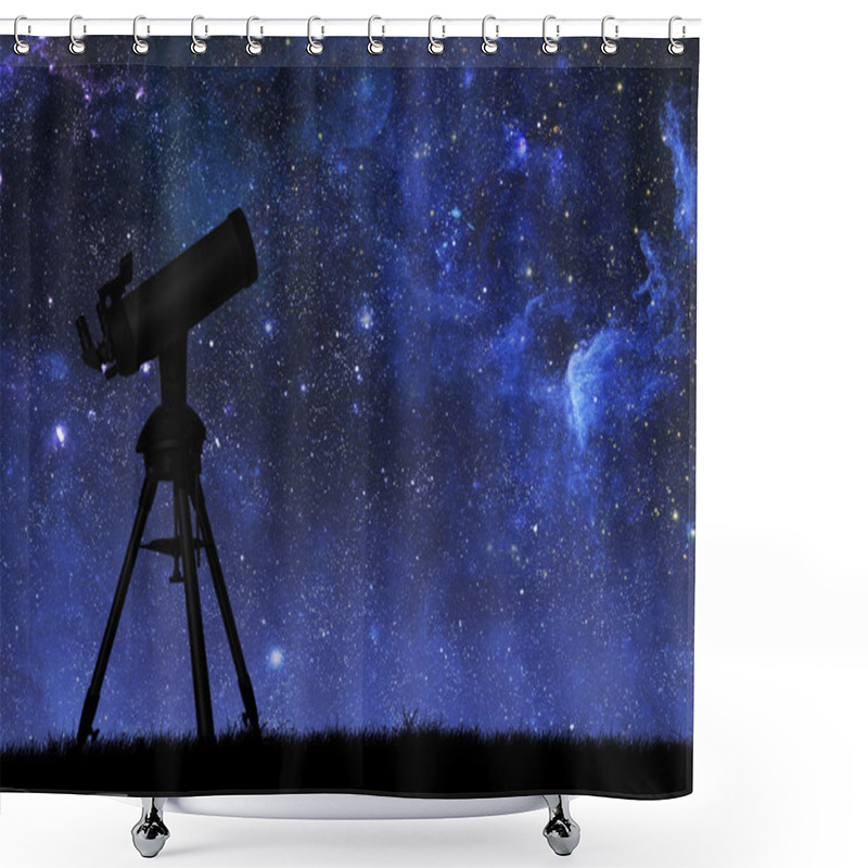 Personality  Telescope  Against The Starry Sky Shower Curtains