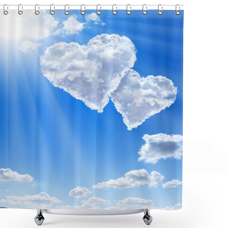 Personality  Hearts In Clouds Against A Blue Clean Sky Shower Curtains