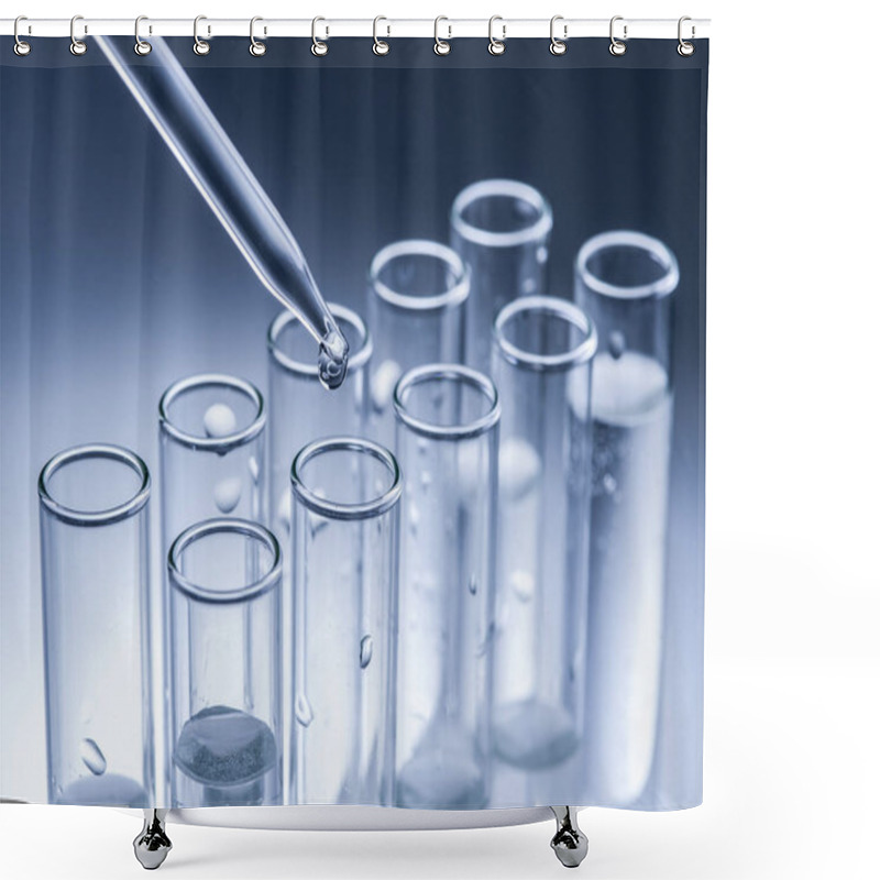 Personality  Different Laboratory Beakers And Glassware. Monochrome. Shower Curtains