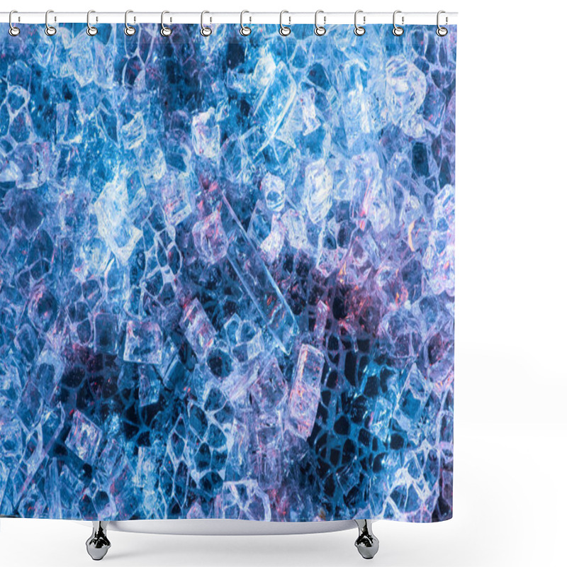 Personality  Top View Of Abstract Blue Glass Textured Background Shower Curtains