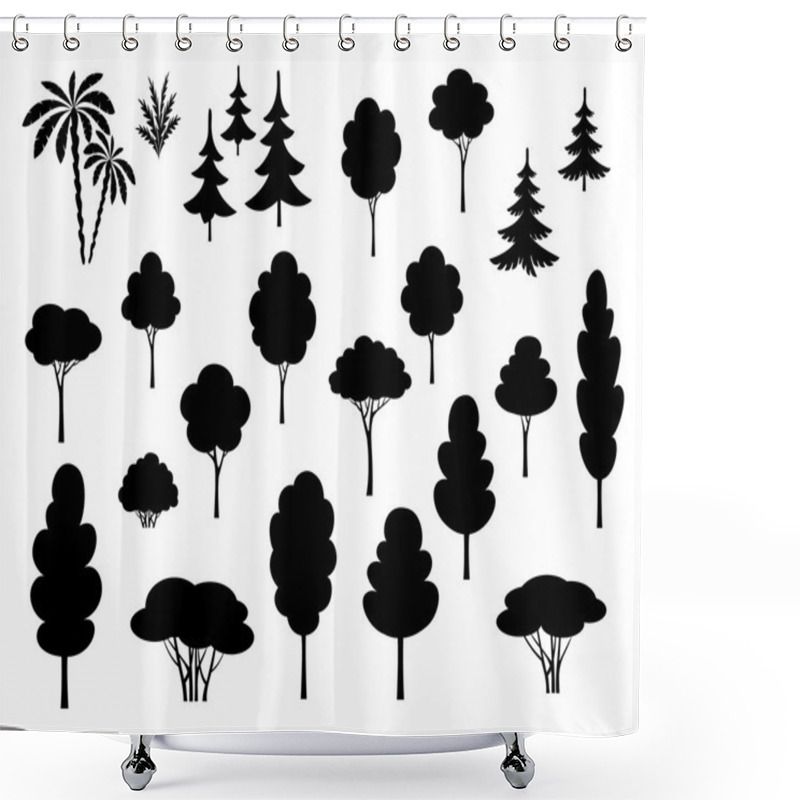 Personality  Set Trees.Black Outline. Shower Curtains