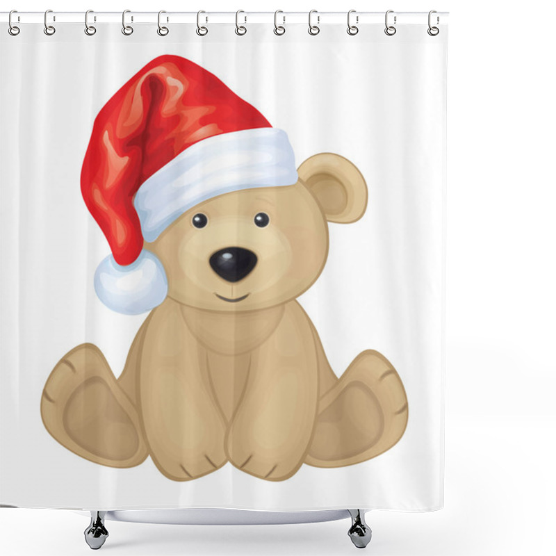 Personality  Bear In Red Santa's Hat Shower Curtains