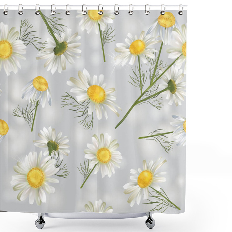 Personality  Vector Botanical Seamless Pattern With Chamomile Flowers. Modern Floral Pattern For Natural Health Care Products, Textile, Wallpaper, Print, Gift Wrap, Greeting Or Wedding Background. Shower Curtains