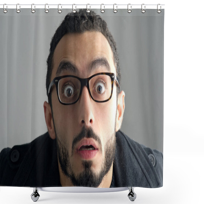 Personality  Man With A Surprised Facial Expression Shower Curtains