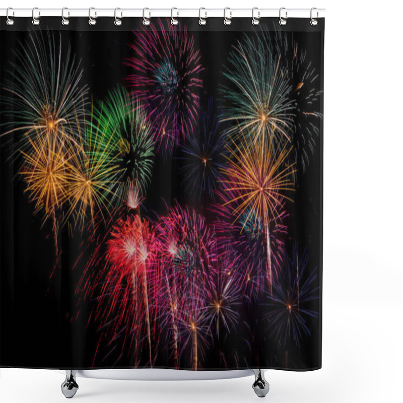 Personality  Fireworks Celebration At Night On  New Year And Copy Space Shower Curtains