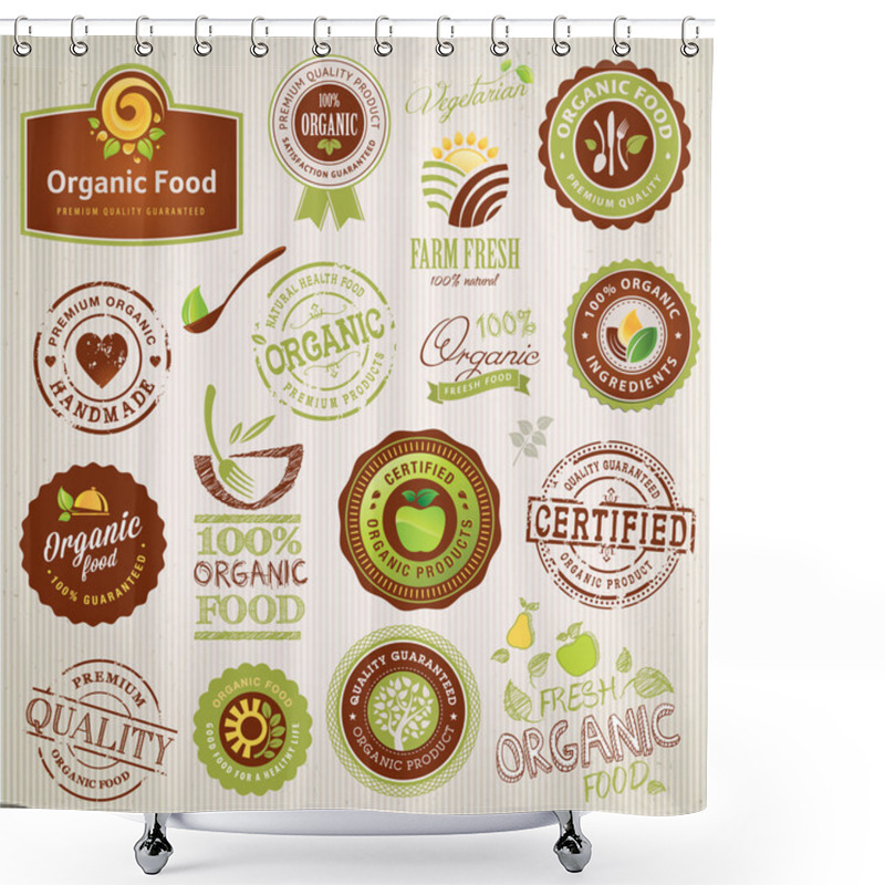 Personality  Set Of Organic Food Labels And Elements Shower Curtains