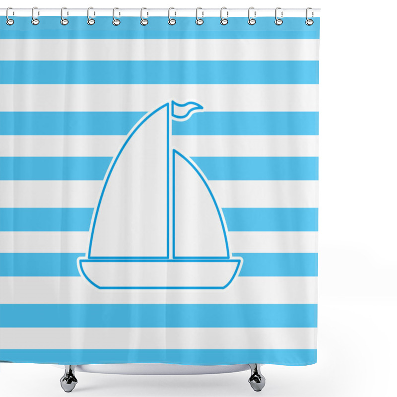 Personality  Sail Boat Emblem Image Shower Curtains