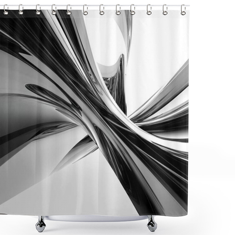 Personality  Abstract Black And White Curved Arrows With Futuristic Design Shower Curtains