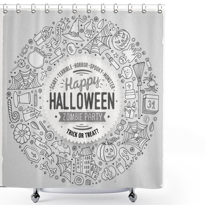 Personality  Round Frame Halloween Cartoon Objects, Symbols And Items Shower Curtains