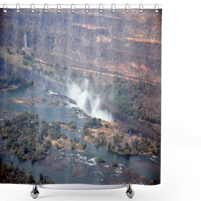 Personality  Aerial View Of Victoria Waterfalls Shower Curtains