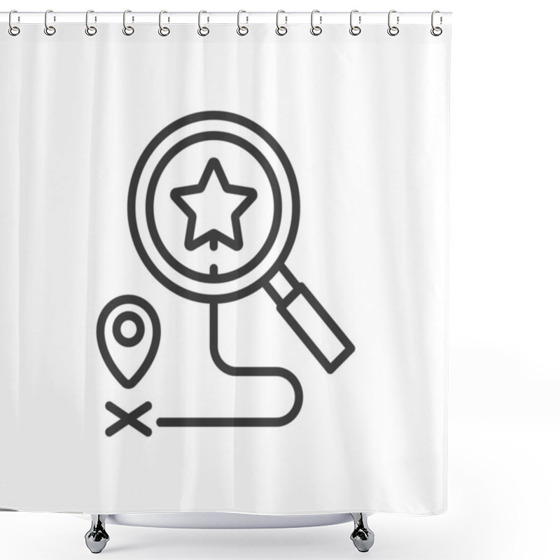 Personality  Best Location, Icon In Line Design. Best, Location, Destination, Perfect Spot, Ideal Place, Prime Area, Travel On White Background Vector. Best Location, Icon In Line Design Editable Stroke Icon Shower Curtains