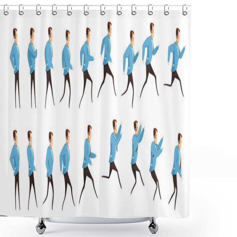 Personality  Running And Jumping Man Animation Shower Curtains