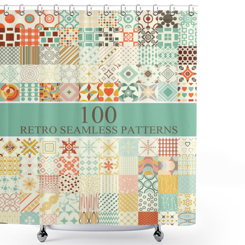 Personality  Set Of 100 Seamless Retro Patterns  Shower Curtains