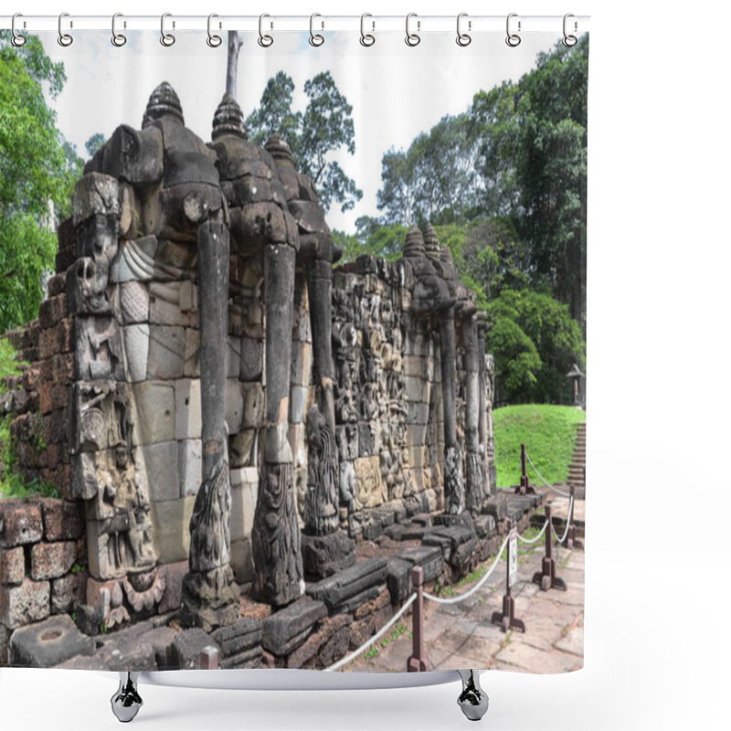 Personality  Terrace Of The Elephants, Angkor Thom, Siem Reap, Cambodia. Shower Curtains