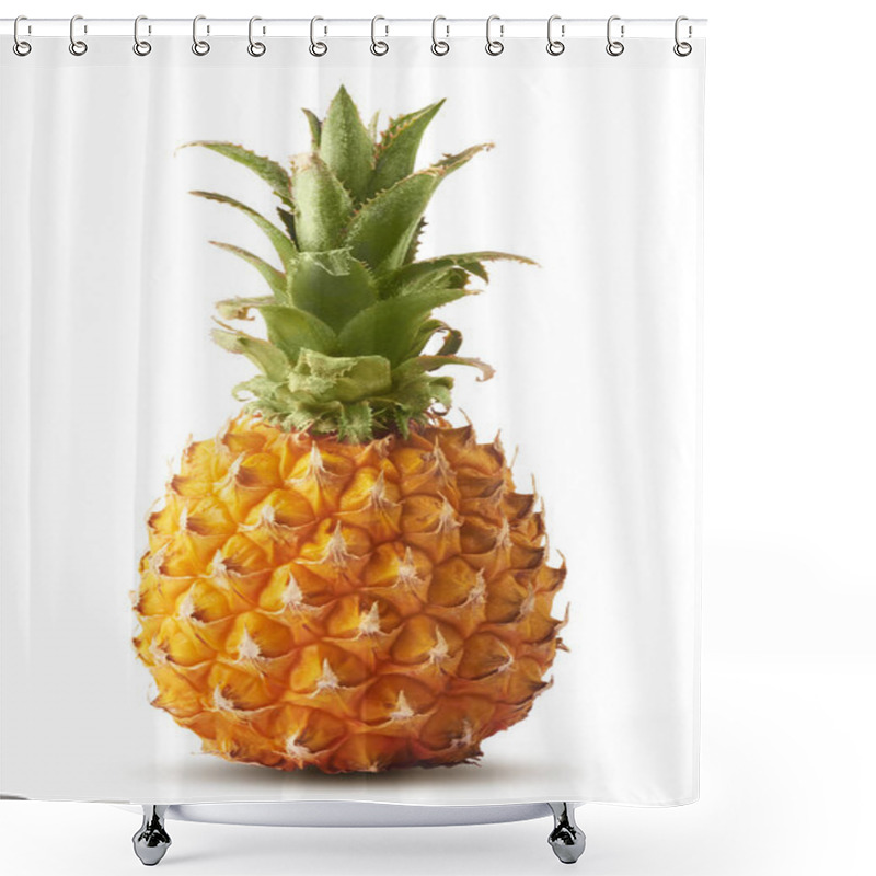 Personality  Fresh Ripe Whole And Cut Baby Pineapple With Slices And Leaves  Shower Curtains