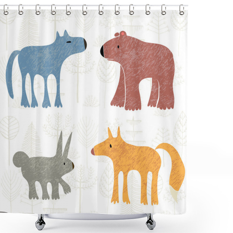 Personality  Forest Animals Set Shower Curtains